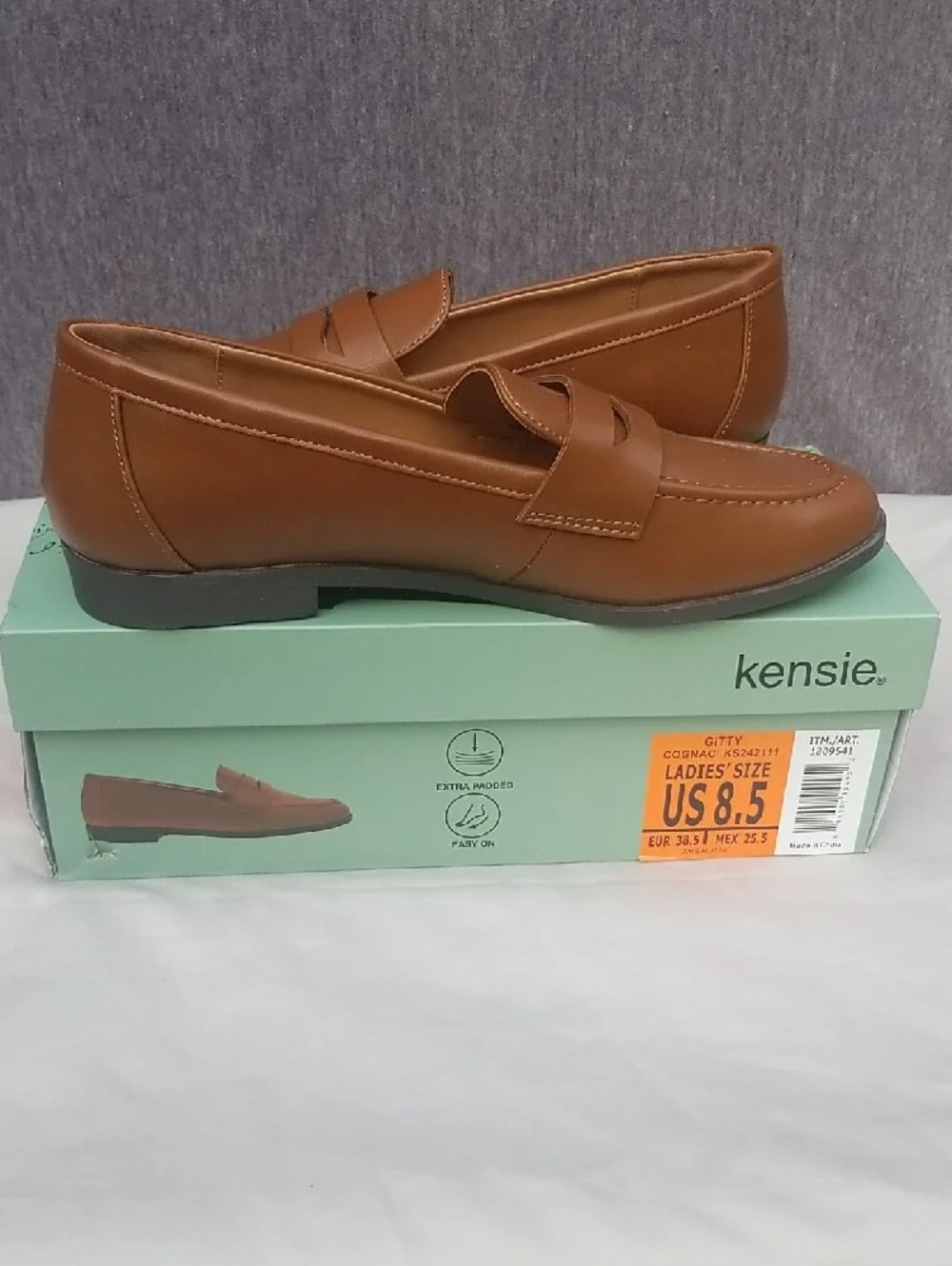Kensie Gitty Cognac Brown Penny Loafers for Women 8.5